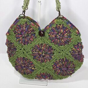 One of a kind Crochet Green Granny Square Crossbody Bag